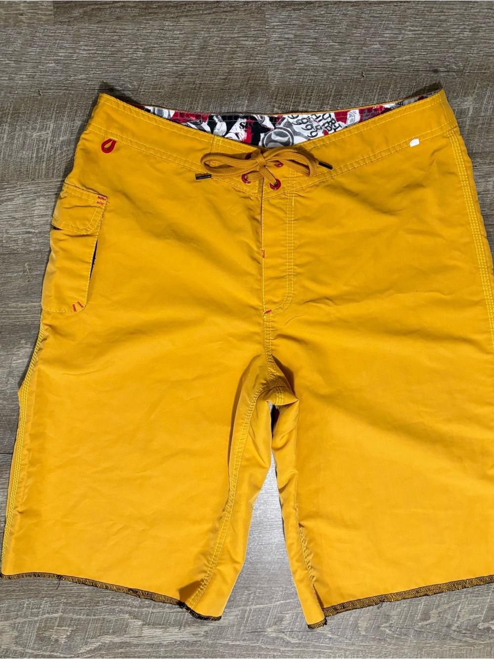 Vintage Hurley Board Shorts Men's 34 Yellow Orange Made In USA Warped Tour Y2K